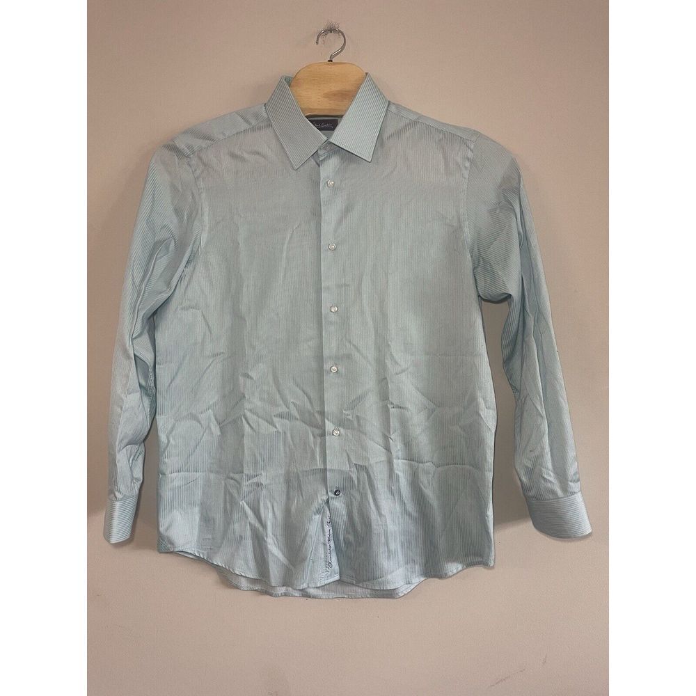 Robert Graham Shirt Men 43 17 Extra Large Teal And Pink Striped Button Up Shirt‎